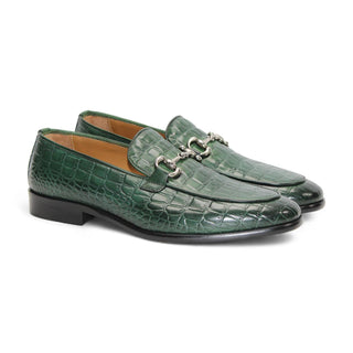 Duca Vasto Men’s Shoes Crocodile Print Calf-Skin Leather Horse-bit Loafer (D1178)-AmbrogioShoes