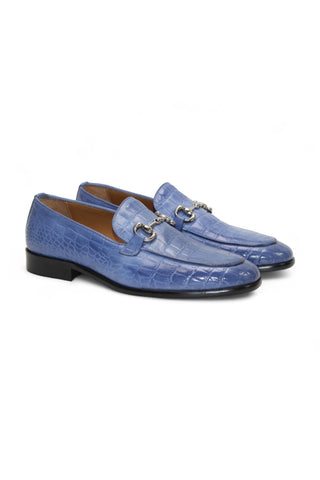 Duca Vasto Men’s Shoes Crocodile Print Calf-Skin Leather Horse-bit Loafer (D1178)-AmbrogioShoes