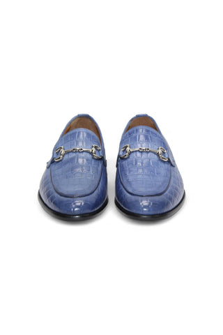 Duca Vasto Men’s Shoes Crocodile Print Calf-Skin Leather Horse-bit Loafer (D1178)-AmbrogioShoes