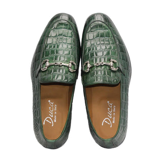 Duca Vasto Men’s Shoes Crocodile Print Calf-Skin Leather Horse-bit Loafer (D1178)-AmbrogioShoes
