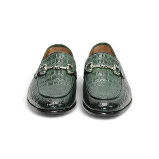 Duca Vasto Men’s Shoes Crocodile Print Calf-Skin Leather Horse-bit Loafer (D1178)-AmbrogioShoes