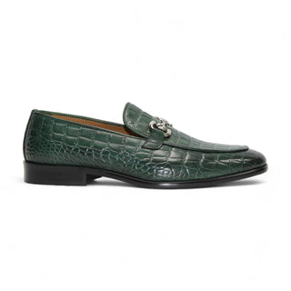 Duca Vasto Men’s Shoes Crocodile Print Calf-Skin Leather Horse-bit Loafer (D1178)-AmbrogioShoes