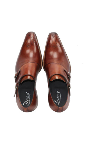 Duca Vergato Leather Double-Monk Strap-AmbrogioShoes