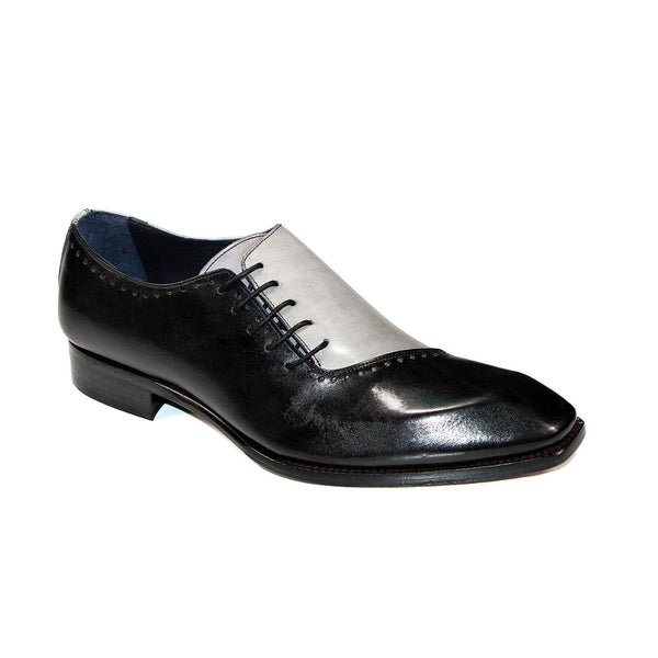 Duca Veroli Men's Shoes Black/Grey Calf-Skin Leather Oxfords (D1135)-AmbrogioShoes
