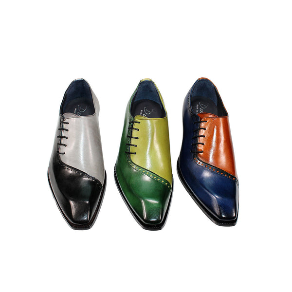 Duca Veroli Men's Shoes Green/Olive Calf-Skin Leather Oxfords (D1136)-AmbrogioShoes