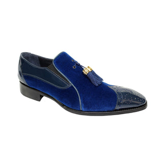 Duca Vincenza Navy Velvet/Patent Leather Formal Loafers (D1103)