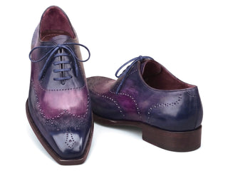 Paul Parkman navy and purple wingtip Oxford - view 5