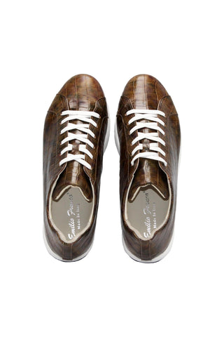 Emilio Franco Alfio Crocodile Embossed Calf-Skin Leather Sneaker (EF1005)-AmbrogioShoes