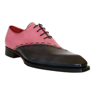Emilio Franco Aristide Men's Shoes Gray/Pink Calf-Skin Leather Oxfords (EF1238)-AmbrogioShoes