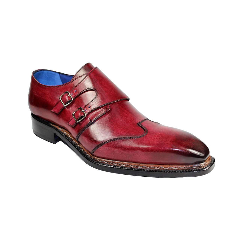 Emilio Franco Baldo Men's Shoes Antique Red Calf-Skin Leather Monkstraps Loafers (EF3602)-AmbrogioShoes
