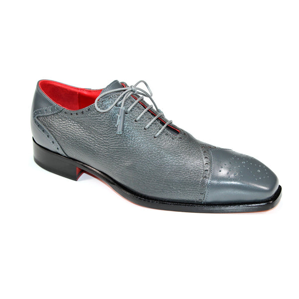 Emilio Franco Bosco Men's Shoes Grey Calf/Deer Leather Oxfords (EF1206)-AmbrogioShoes