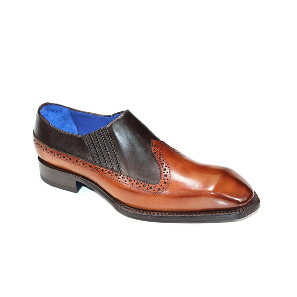 Emilio Franco Brio Men's Shoes Cognac-Chocolate Calf Skin Leather Loafer (EF1231)-AmbrogioShoes