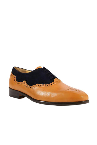 Emilio Franco Camel / Blue Leather and Suede Oxfords (EFS1003)-AmbrogioShoes