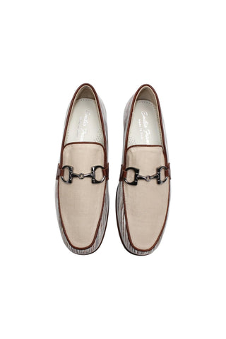 Emilio Franco EF439 Linen & Leather Horse-Bit Loafer