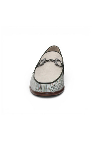 Emilio Franco EF439 Linen & Leather Horse-Bit Loafer