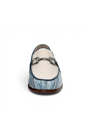 Emilio Franco EF439 Linen & Leather Horse-Bit Loafer