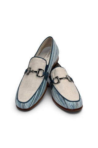 Emilio Franco EF439 Linen & Leather Horse-Bit Loafer