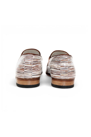 Emilio Franco EF439 Linen & Leather Horse-Bit Loafer