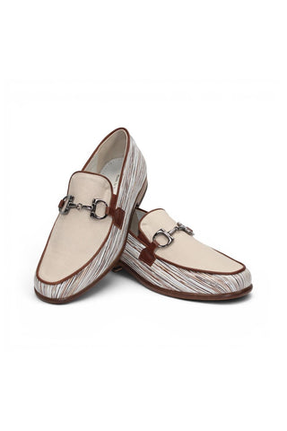 Emilio Franco EF439 Linen & Leather Horse-Bit Loafer