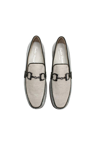 Emilio Franco EF439 Linen & Leather Horse-Bit Loafer