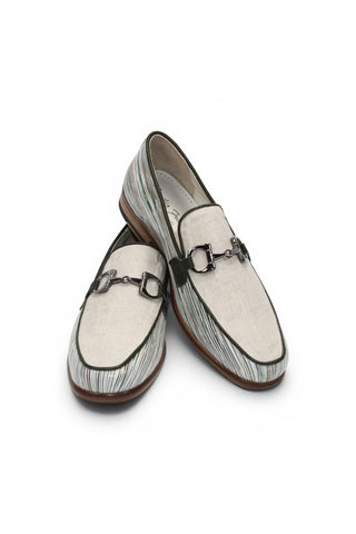 Emilio Franco EF439 Linen & Leather Horse-Bit Loafer
