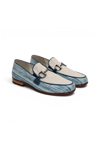 Emilio Franco EF439 Linen & Leather Horse-Bit Loafer