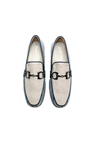 Emilio Franco EF439 Linen & Leather Horse-Bit Loafer