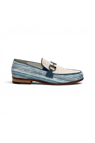Emilio Franco EF439 Linen & Leather Horse-Bit Loafer