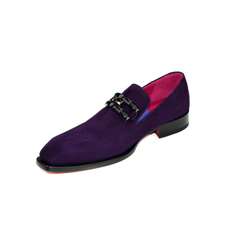 Emilio Franco Francesco Men's Shoes Purple Suede Leather Loafers (EF1214)-AmbrogioShoes