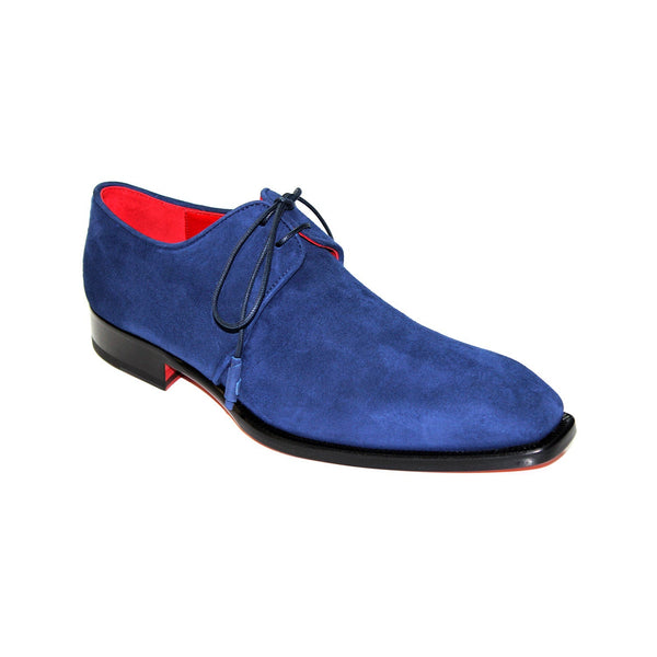 Emilio Franco Gabriele Men's Shoes Navy Suede Leather Oxfords (EF1203)-AmbrogioShoes