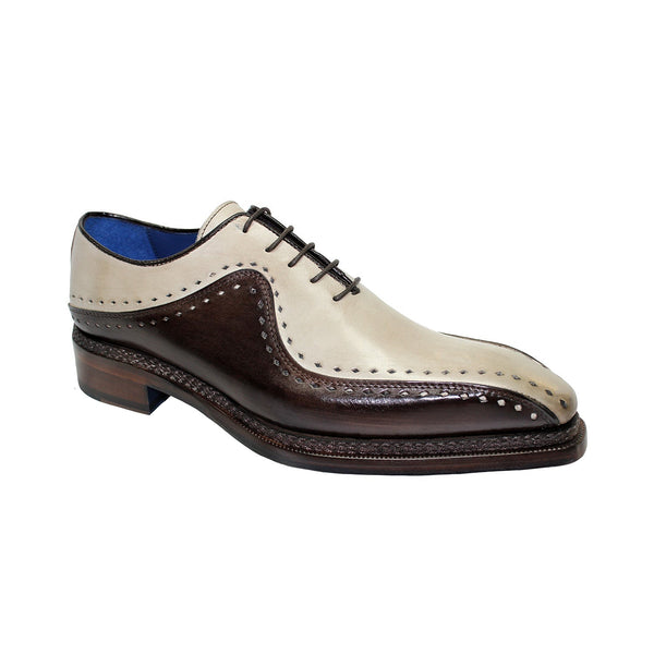 Emilio Franco Leopoldo Men's Shoes Chocolate/Beige Calf-Skin Leather Oxfords (EF1069)-AmbrogioShoes