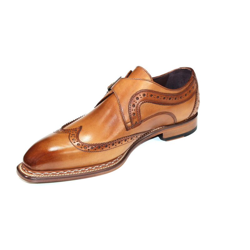 Emilio Franco Riccardo Men's Shoes Cognac Calf Skin Leather Monkstraps Monkstraps (EF1228)-AmbrogioShoes