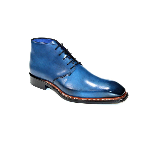 Emilio Franco Rocco Men's Shoes Blue Calf-Skin Leather Boots (EF1236)-AmbrogioShoes