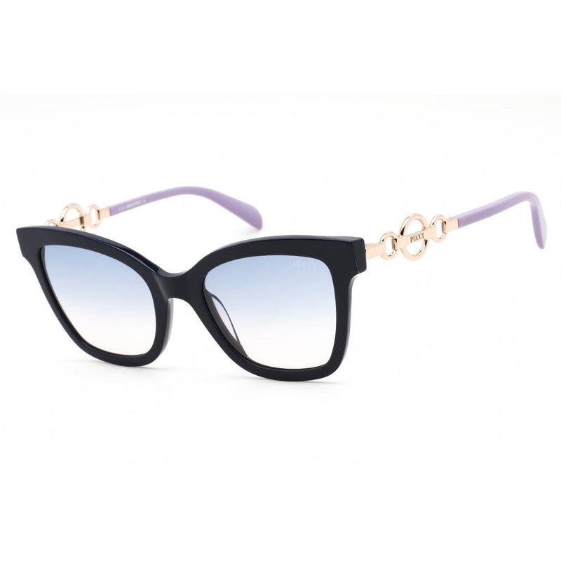 Emilio Pucci EP0158 Sunglasses Shiny Navy Blue / Gradient Blue Lenses Women's-AmbrogioShoes