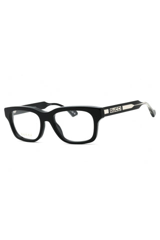 Gucci GG1731O men's black rectangular acetate eyeglasses with signature logo detailing on the temples.