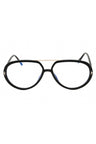 001 - shiny black/clear/blue-light block lens