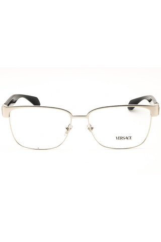 Versace 0VE1306 rectangular men's eyeglasses featuring a sleek gold metal frame and black temple tips.