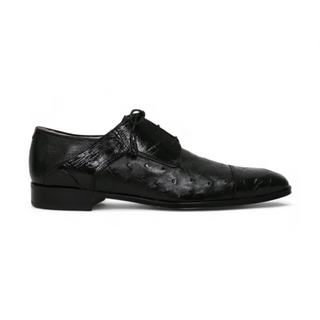 Fennix Designer Shoes Men's Exotic Hornback Crocodile/Ostrich Black Oxfords (FXS103)-AmbrogioShoes