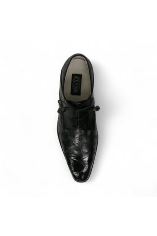 Fennix Designer Shoes Men's Hornback Crocodile/Ostrich Black Oxfords (FXS103)-AmbrogioShoes