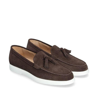 Franceschetti Amalfi Men's Luxury Italian Shoes Suede Moccasin Tassels Loafer (FCCT1116)-AmbrogioShoes