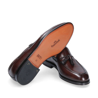 Franceschetti Harry Men's Luxury Italian Shoes Dark Brown Calf-Skin Leather Tassels Loafers (FCCT1016)-AmbrogioShoes