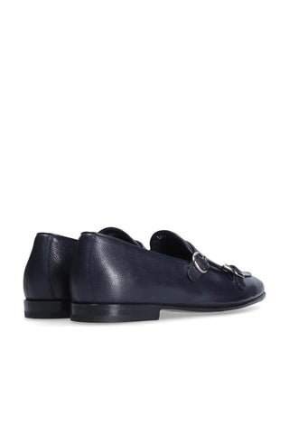 Franceschetti Ravenna Blue Tumbled Leather Double Buckle Belgian Loafers (FCCT1002)