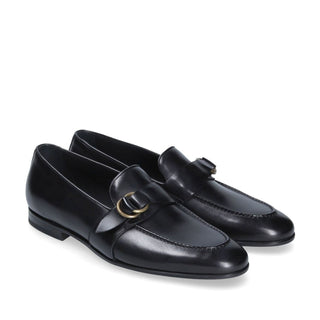 Franceschetti Sasha Men's Luxury Italian Shoes Black Calf-Skin Leather Slip-On Loafers (FCCT1007)-AmbrogioShoes
