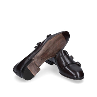 Franceschetti Sirio Men's Luxury Italian Shoes Dark Brown Horse Leather Double Buckle Belgian Loafers (FCCT1005)-AmbrogioShoes