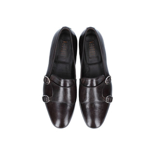 Franceschetti Sirio Men's Luxury Italian Shoes Dark Brown Horse Leather Double Buckle Belgian Loafers (FCCT1005)-AmbrogioShoes