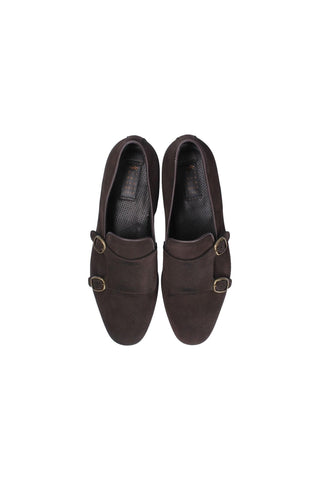 Franceschetti Yari Brown Suede Double Buckle Belgian Loafers (FCCT1006)-AmbrogioShoes