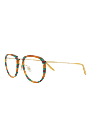 Gucci  Havana With Green Mother Of Pearl +  Bordeaux Web/Endura Gold Eyeglasses