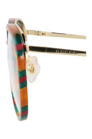 Gucci  Havana With Green Mother Of Pearl +  Bordeaux Web/Endura Gold Eyeglasses