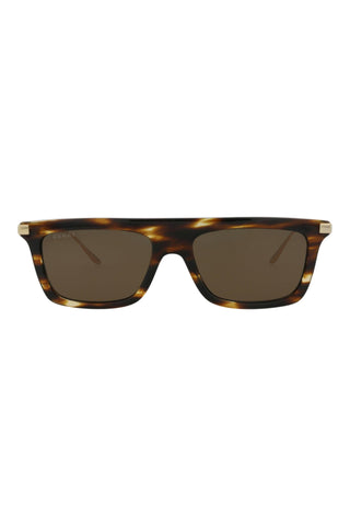 Gucci  Striped Dark Havana Sunglasses