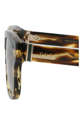 Gucci  Striped Dark Havana Sunglasses